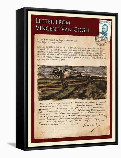 Letter from Vincent: Road with Pollarded Willows-Vincent van Gogh-Framed Stretched Canvas