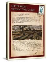 Letter from Vincent: Road with Pollarded Willows-Vincent van Gogh-Stretched Canvas