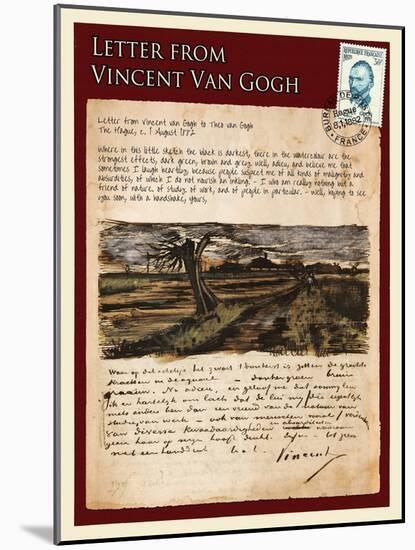 Letter from Vincent: Road with Pollarded Willows-Vincent van Gogh-Mounted Giclee Print