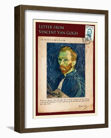 Letter from Vincent: Salf-Portrait1-Vincent van Gogh-Framed Giclee Print