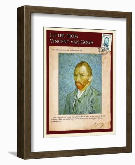 Letter from Vincent: Self-Portrait2-Vincent van Gogh-Framed Giclee Print