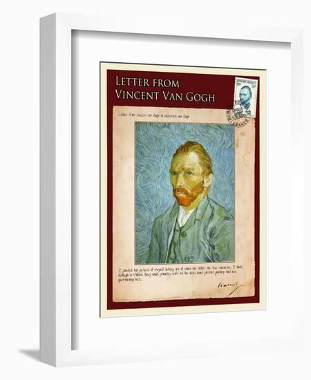 Letter from Vincent: Self-Portrait2-Vincent van Gogh-Framed Giclee Print