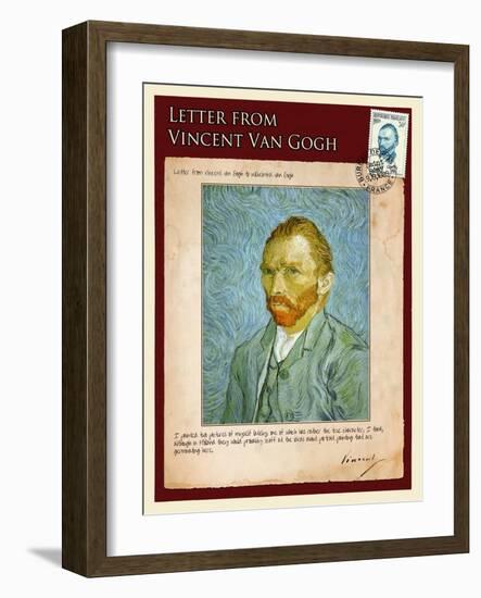 Letter from Vincent: Self-Portrait2-Vincent van Gogh-Framed Giclee Print