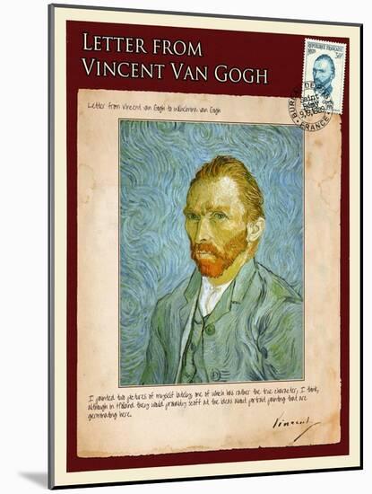 Letter from Vincent: Self-Portrait2-Vincent van Gogh-Mounted Giclee Print