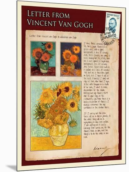 Letter from Vincent: Sunflowers in a Vase-Vincent van Gogh-Mounted Giclee Print