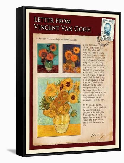 Letter from Vincent: Sunflowers in a Vase-Vincent van Gogh-Framed Stretched Canvas