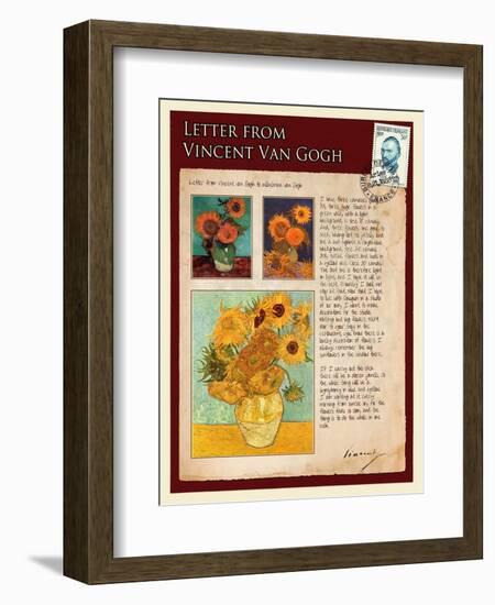 Letter from Vincent: Sunflowers in a Vase-Vincent van Gogh-Framed Giclee Print