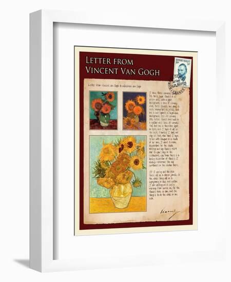 Letter from Vincent: Sunflowers in a Vase-Vincent van Gogh-Framed Giclee Print