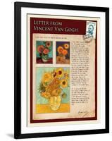 Letter from Vincent: Sunflowers in a Vase-Vincent van Gogh-Framed Premium Giclee Print