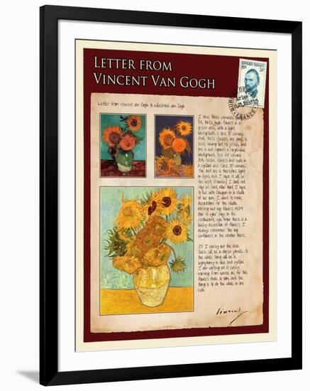 Letter from Vincent: Sunflowers in a Vase-Vincent van Gogh-Framed Premium Giclee Print