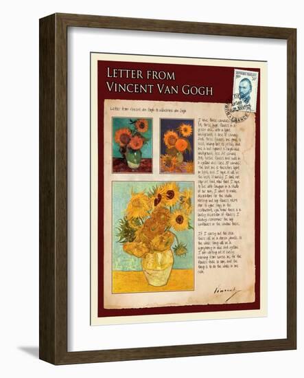 Letter from Vincent: Sunflowers in a Vase-Vincent van Gogh-Framed Giclee Print