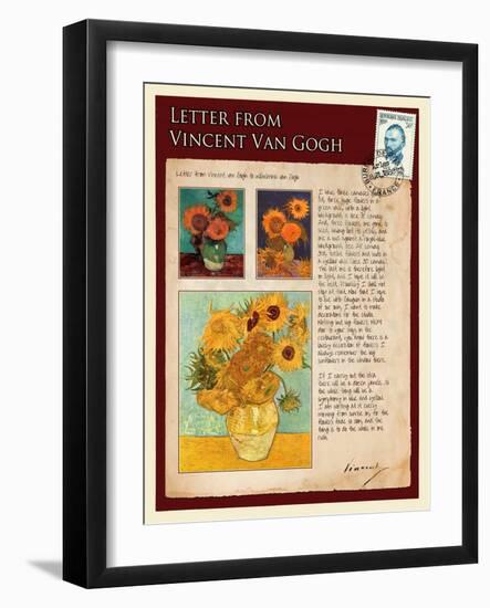 Letter from Vincent: Sunflowers in a Vase-Vincent van Gogh-Framed Giclee Print