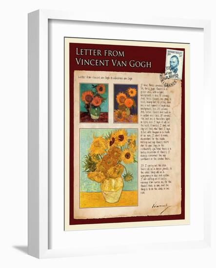 Letter from Vincent: Sunflowers in a Vase-Vincent van Gogh-Framed Giclee Print