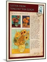 Letter from Vincent: Sunflowers in a Vase-Vincent van Gogh-Mounted Giclee Print