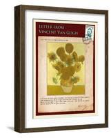 Letter from Vincent: Vase with Fourteen Sunflowers-Vincent van Gogh-Framed Giclee Print