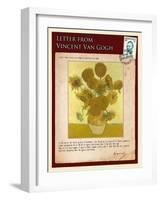 Letter from Vincent: Vase with Fourteen Sunflowers-Vincent van Gogh-Framed Giclee Print