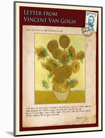 Letter from Vincent: Vase with Fourteen Sunflowers-Vincent van Gogh-Mounted Giclee Print