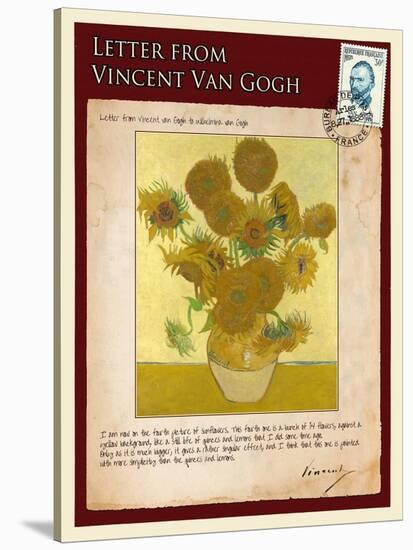 Letter from Vincent: Vase with Fourteen Sunflowers-Vincent van Gogh-Stretched Canvas