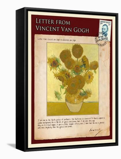 Letter from Vincent: Vase with Fourteen Sunflowers-Vincent van Gogh-Framed Stretched Canvas