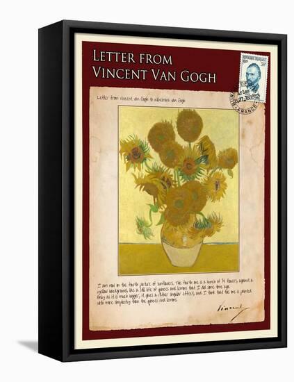 Letter from Vincent: Vase with Fourteen Sunflowers-Vincent van Gogh-Framed Stretched Canvas