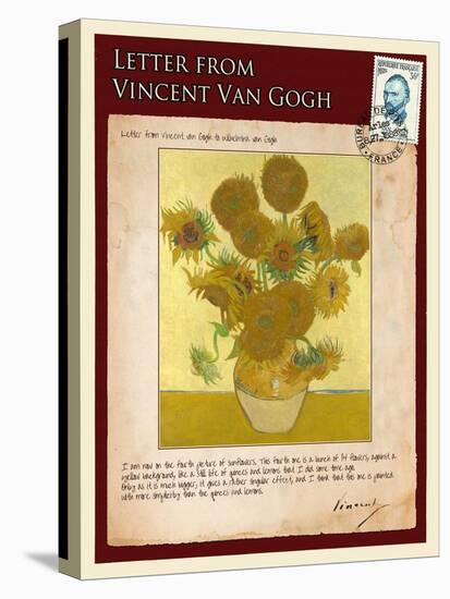 Letter from Vincent: Vase with Fourteen Sunflowers-Vincent van Gogh-Stretched Canvas