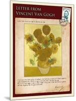 Letter from Vincent: Vase with Fourteen Sunflowers-Vincent van Gogh-Mounted Giclee Print
