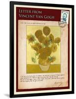 Letter from Vincent: Vase with Fourteen Sunflowers-Vincent van Gogh-Framed Giclee Print