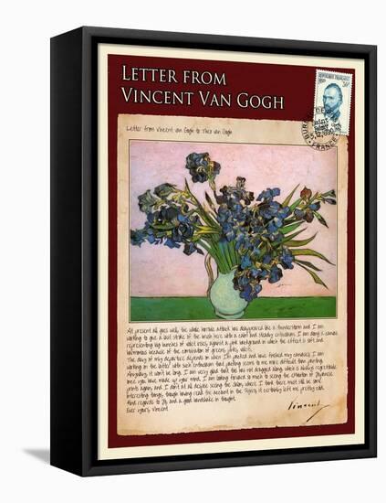 Letter from Vincent: Vase with Irises-Vincent van Gogh-Framed Stretched Canvas