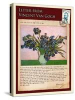 Letter from Vincent: Vase with Irises-Vincent van Gogh-Stretched Canvas