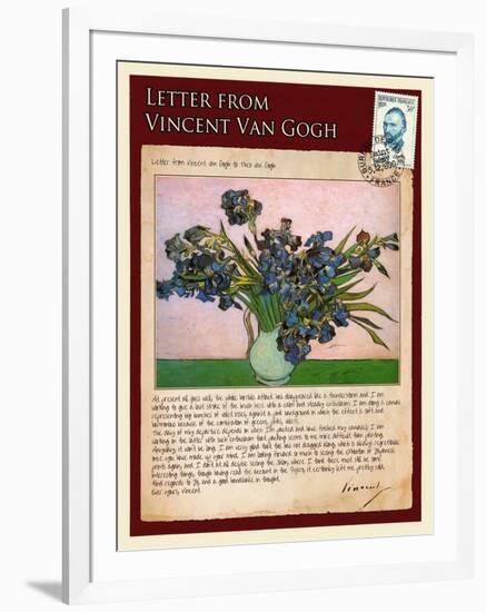 Letter from Vincent: Vase with Irises-Vincent van Gogh-Framed Giclee Print