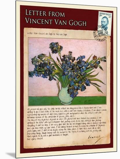 Letter from Vincent: Vase with Irises-Vincent van Gogh-Mounted Giclee Print