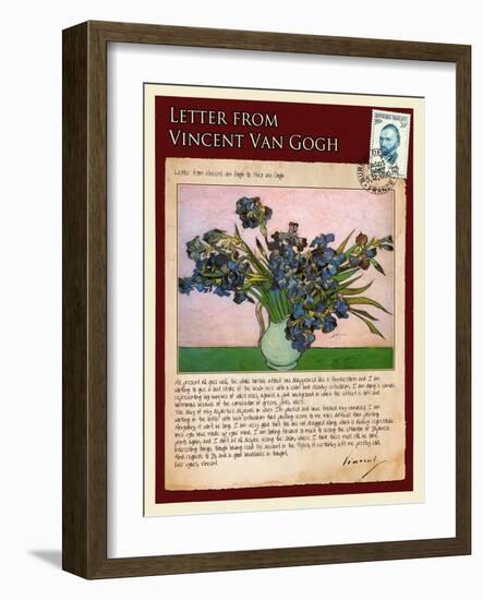 Letter from Vincent: Vase with Irises-Vincent van Gogh-Framed Giclee Print