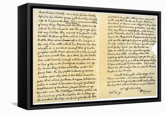 Letter from William Cowper to William Unwin, 31st October 1779-William Cowper-Framed Stretched Canvas