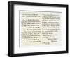 Letter from William Ewart Gladstone to Anthony Panizzi, 29th November 1856-William Ewart Gladstone-Framed Giclee Print