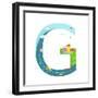 Letter G of the Latin Alphabet Funny Cartoon ABC for Children. for Children Boys and Girls with Cit-Popmarleo-Framed Art Print