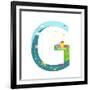 Letter G of the Latin Alphabet Funny Cartoon ABC for Children. for Children Boys and Girls with Cit-Popmarleo-Framed Art Print