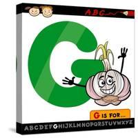 Letter G With Garlic Cartoon Illustration-Igor Zakowski-Stretched Canvas