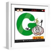 Letter G With Garlic Cartoon Illustration-Igor Zakowski-Framed Art Print