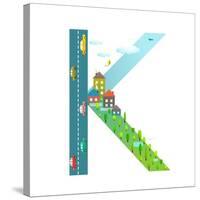 Letter K of the Latin Alphabet Funny Cartoon ABC for Children. for Children Boys and Girls with Cit-Popmarleo-Stretched Canvas