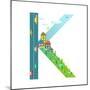 Letter K of the Latin Alphabet Funny Cartoon ABC for Children. for Children Boys and Girls with Cit-Popmarleo-Mounted Art Print
