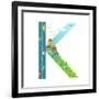 Letter K of the Latin Alphabet Funny Cartoon ABC for Children. for Children Boys and Girls with Cit-Popmarleo-Framed Art Print