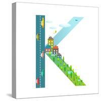 Letter K of the Latin Alphabet Funny Cartoon ABC for Children. for Children Boys and Girls with Cit-Popmarleo-Stretched Canvas