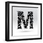 Letter M Formed By Inkblots-Black Fox-Framed Art Print