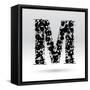 Letter M Formed By Inkblots-Black Fox-Framed Stretched Canvas