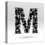 Letter M Formed By Inkblots-Black Fox-Stretched Canvas
