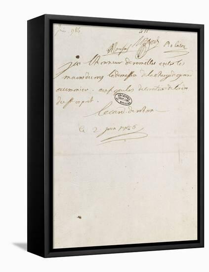 Letter of Cardinal De Rohan Louis Xvi, June 2, 1786-null-Framed Stretched Canvas