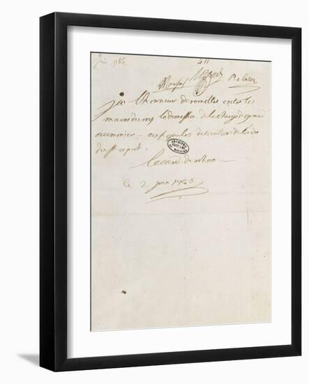 Letter of Cardinal De Rohan Louis Xvi, June 2, 1786-null-Framed Giclee Print