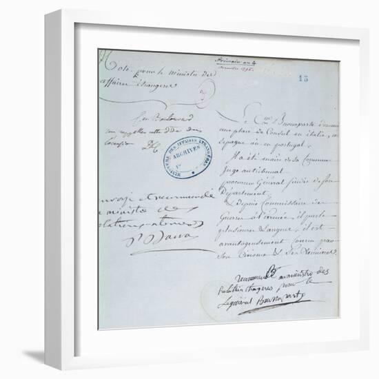 Letter of Recommendation Signed by Napoleon Bonaparte-null-Framed Giclee Print