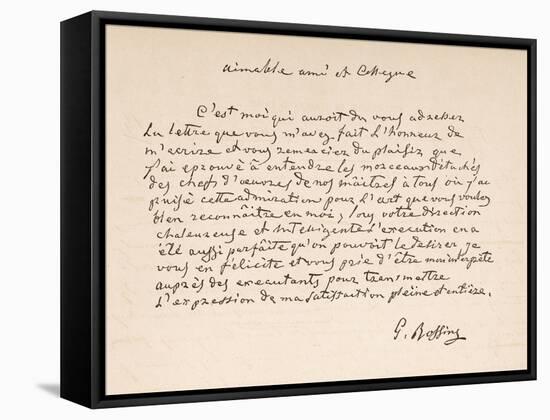 Letter of Thanks from the Italian Composer to a Friend Written in French-null-Framed Stretched Canvas