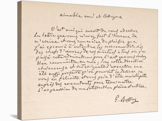 Letter of Thanks from the Italian Composer to a Friend Written in French-null-Stretched Canvas